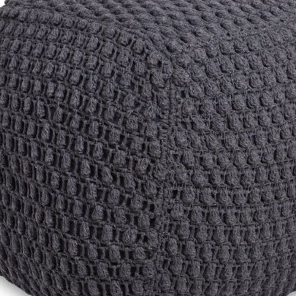 18" Light Gray Cotton Blend Pouf Ottoman