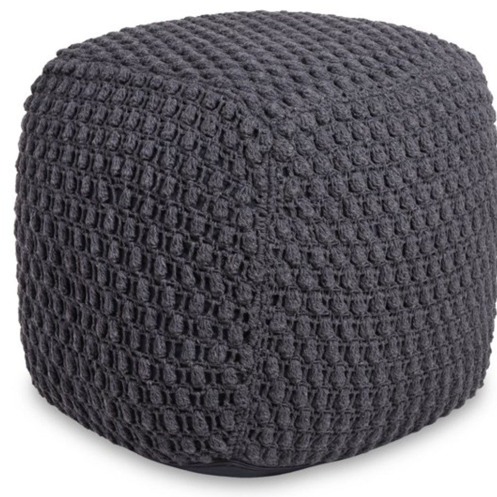 18" Light Gray Cotton Blend Pouf Ottoman