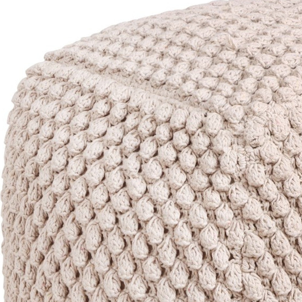 18" Light Gray Cotton Blend Pouf Ottoman