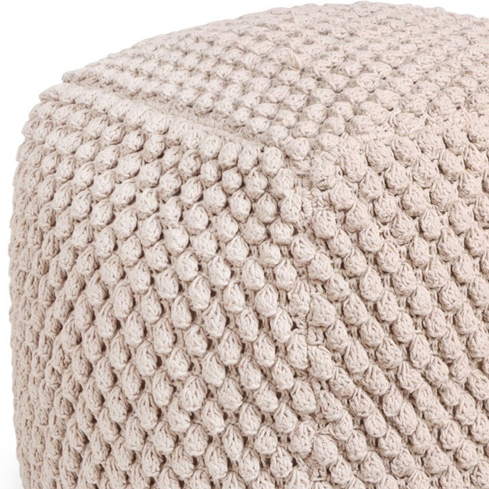 18" Light Gray Cotton Blend Pouf Ottoman