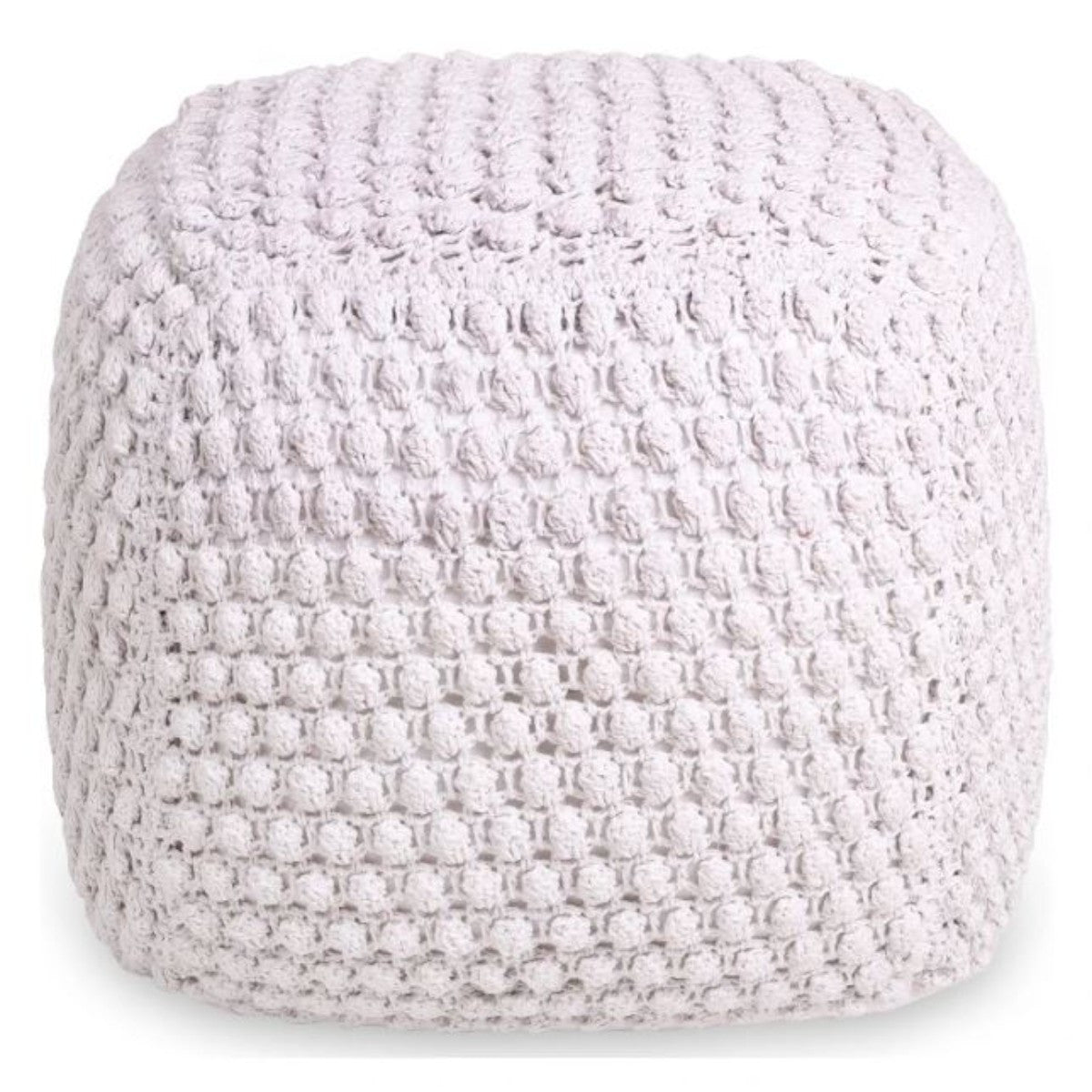 18" Light Gray Cotton Blend Pouf Ottoman