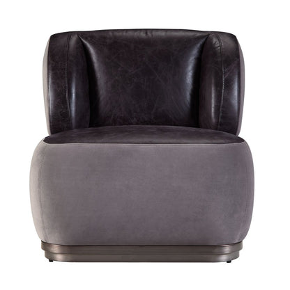 29" Slate Gray and Brown Velvet Slipper Chair