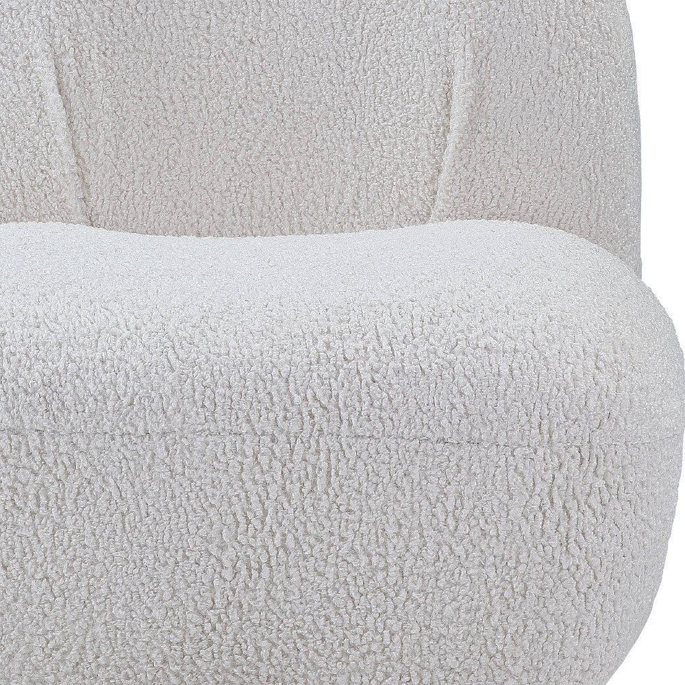 32" White Sherpa Swivel Slipper Chair