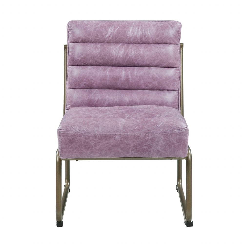22" Wisteria and Steel Blue Top Grain Leather Ikat Side Chair