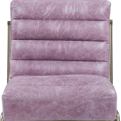 22" Wisteria and Steel Blue Top Grain Leather Ikat Side Chair