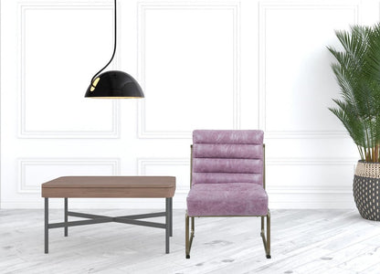 22" Wisteria and Steel Blue Top Grain Leather Ikat Side Chair