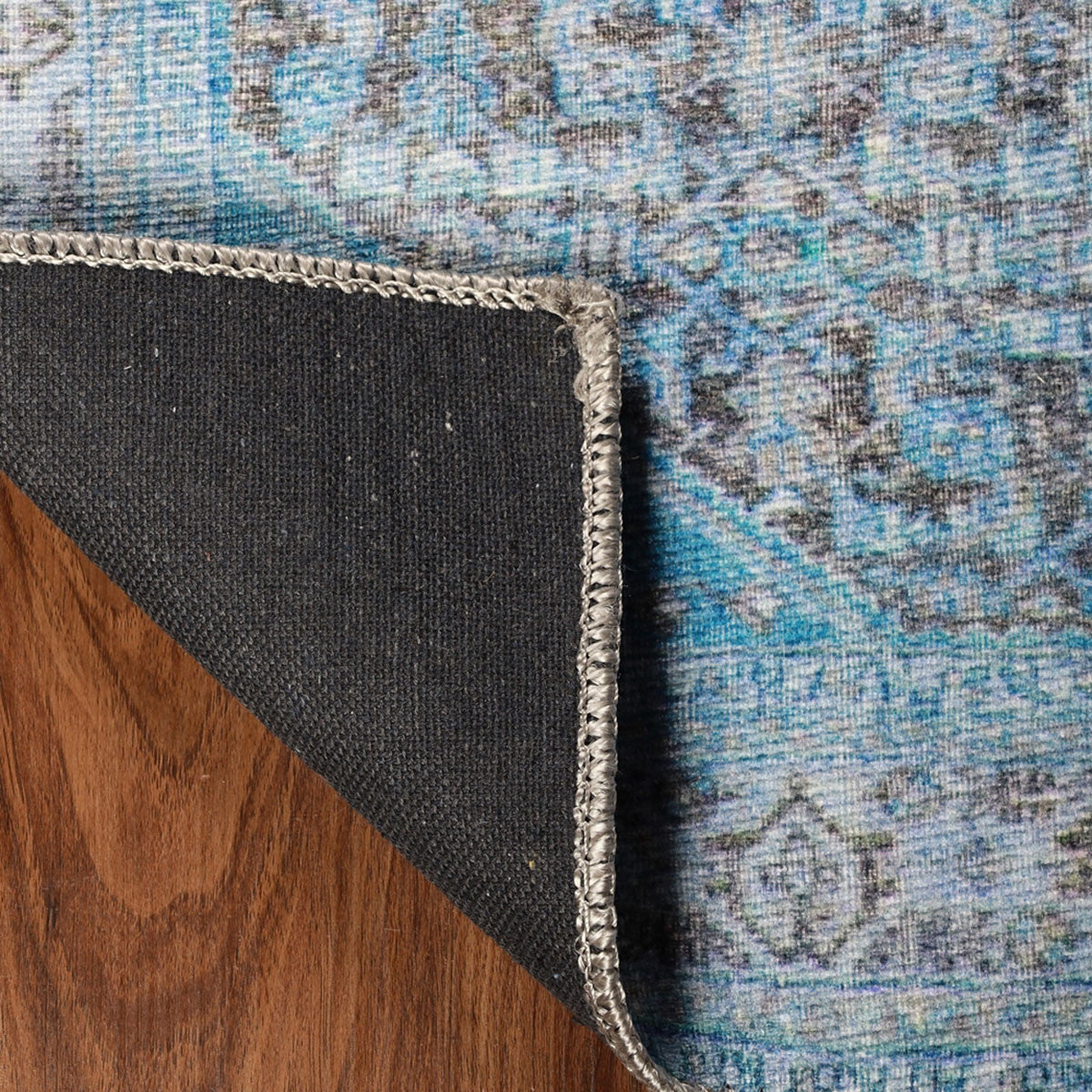 8' Shades Of Azure Oriental Power Loom Stain Resistant Runner Rug