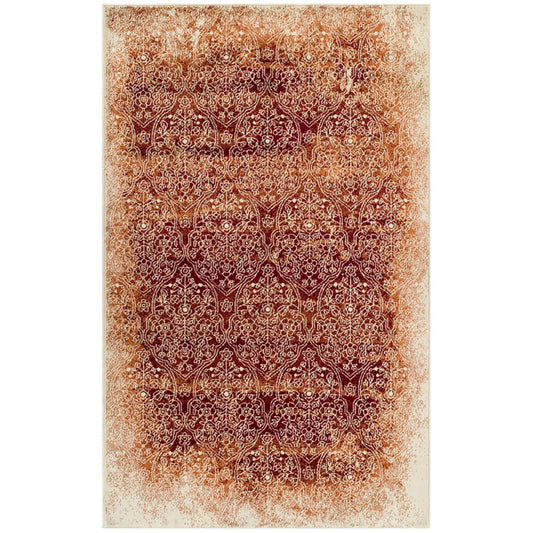 8' X 10' Orange Medallion Stain Resistant Area Rug