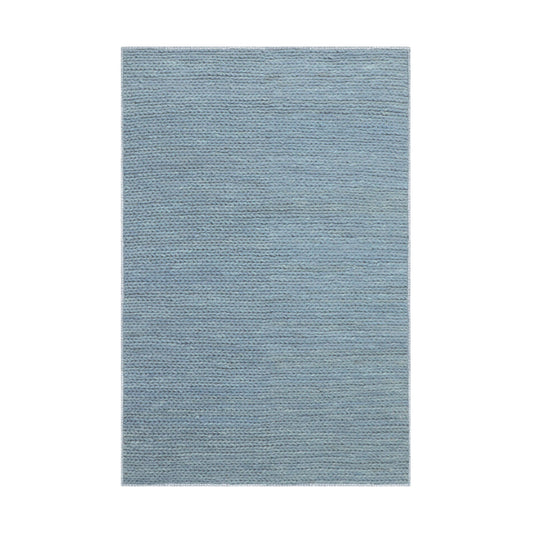 5' X 8' Light Blue Wool Handmade Stain Resistant Area Rug