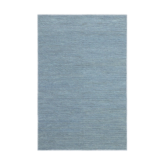 8' X 10' Light Blue Wool Handmade Stain Resistant Area Rug