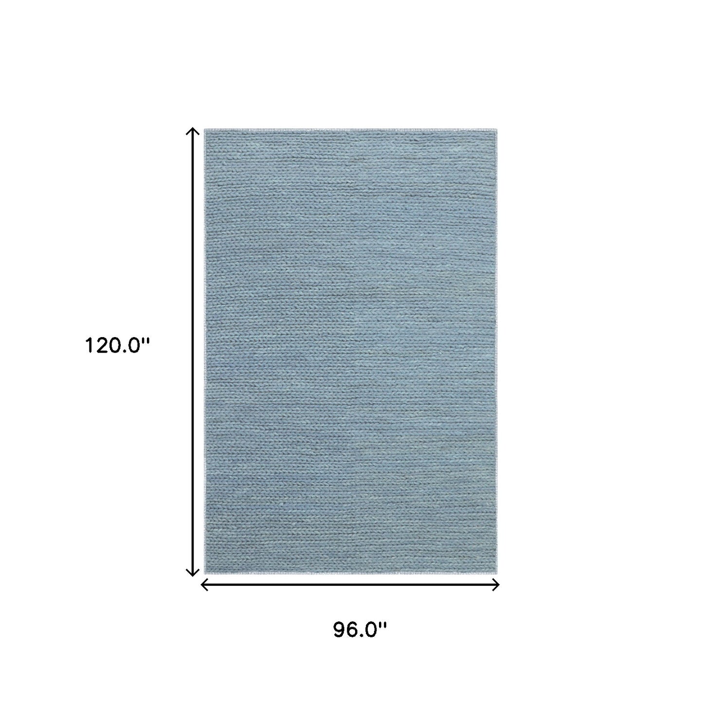 8' X 10' Light Blue Wool Handmade Stain Resistant Area Rug