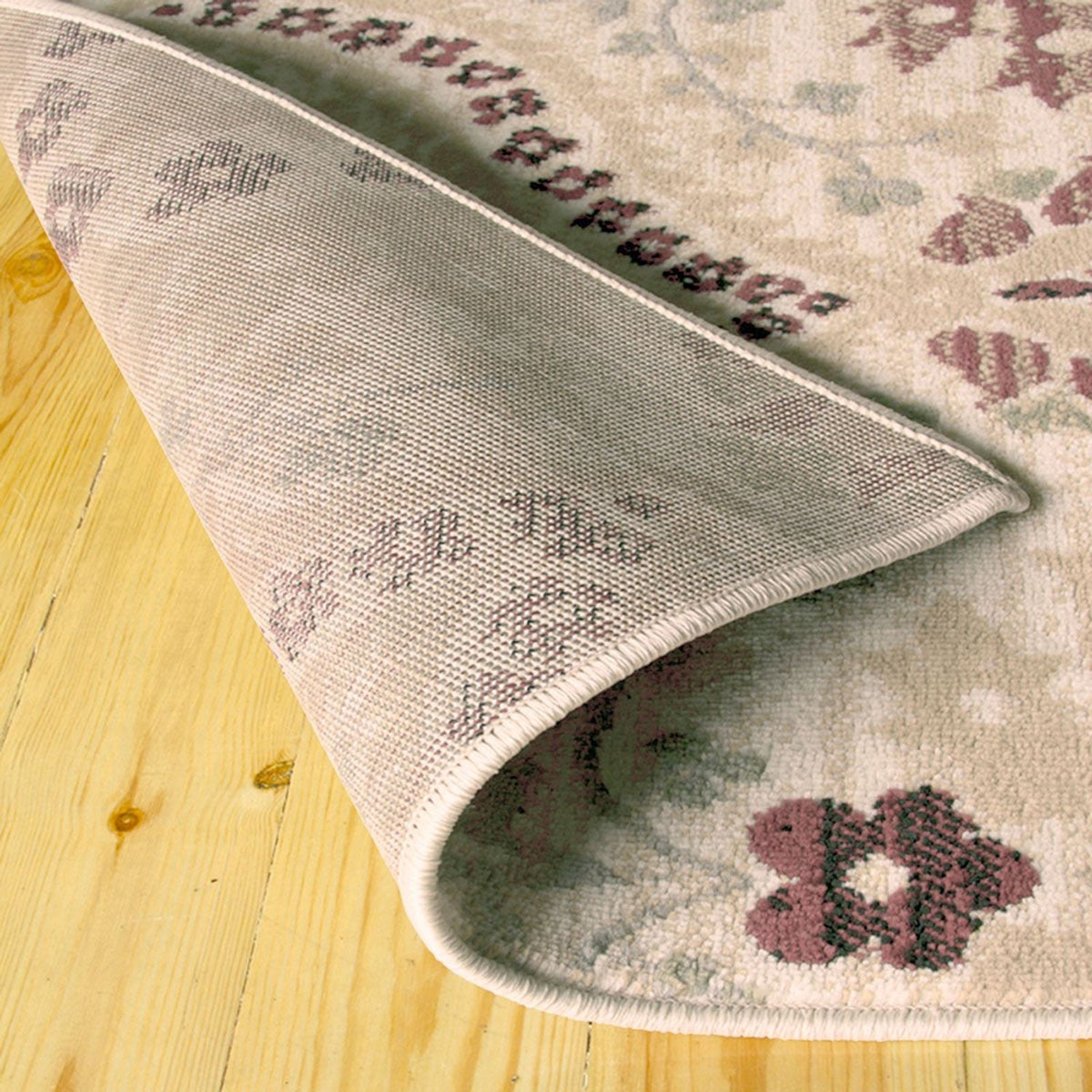 8' Ivory Gray And Olive Floral Stain Resistant Runner Rug