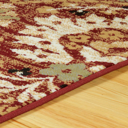 5' X 8' Red And Gold Floral Area Rug