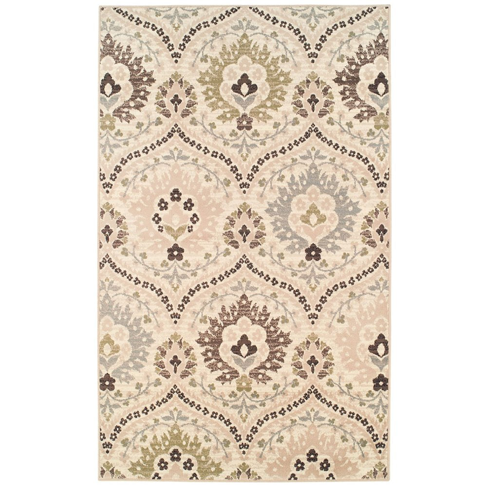 6' X 9' Gray And Ivory Floral Area Rug