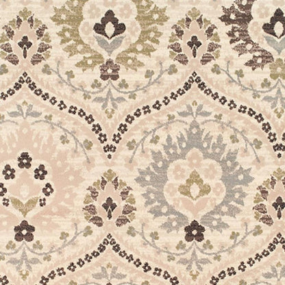 6' X 9' Gray And Ivory Floral Area Rug