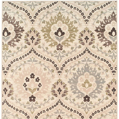 6' X 9' Gray And Ivory Floral Area Rug