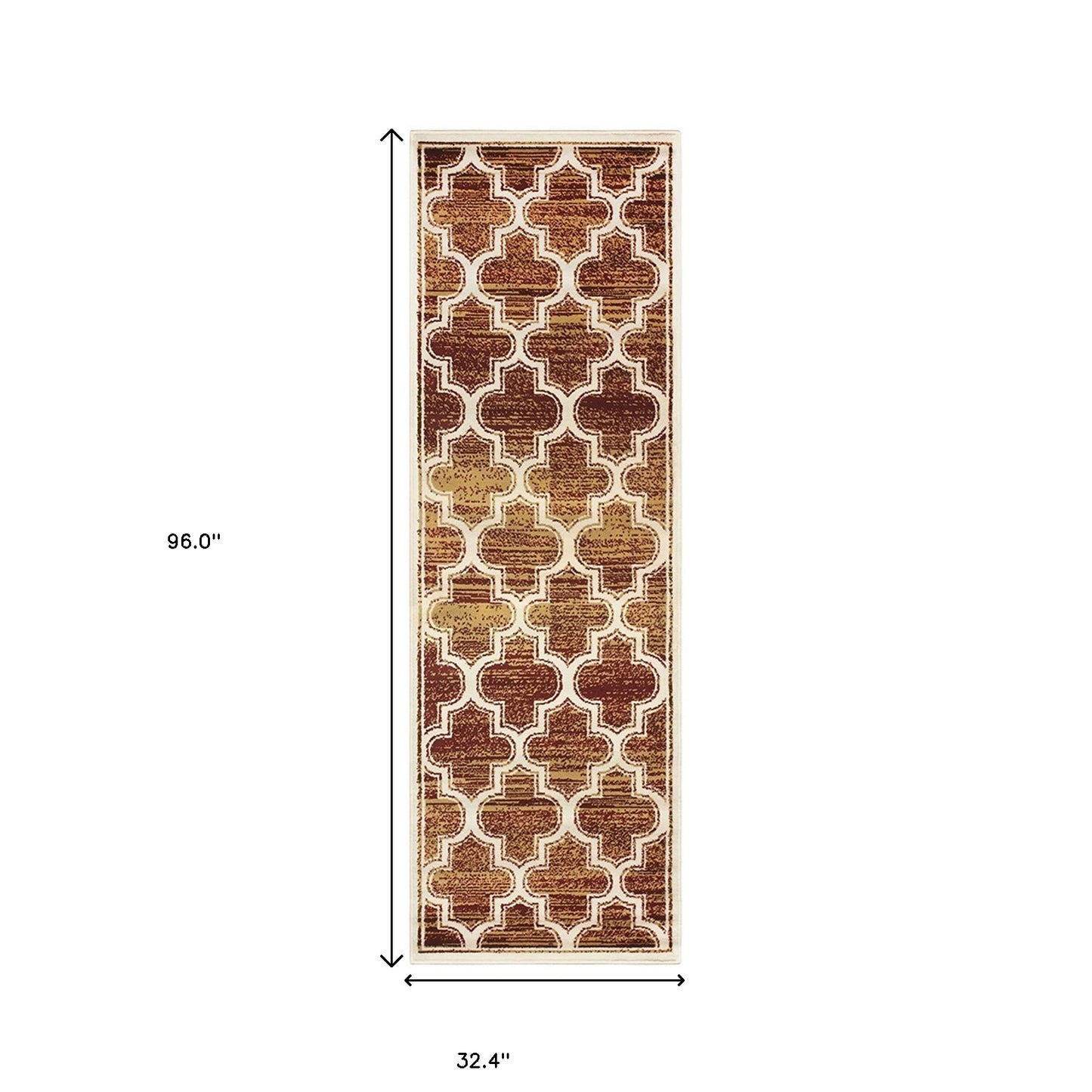 8' Brick And Gold Geometric Stain Resistant Runner Rug