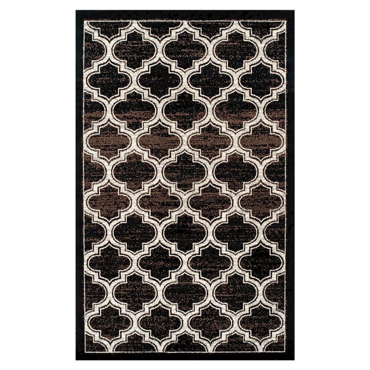 4' X 6' Black Geometric Stain Resistant Area Rug