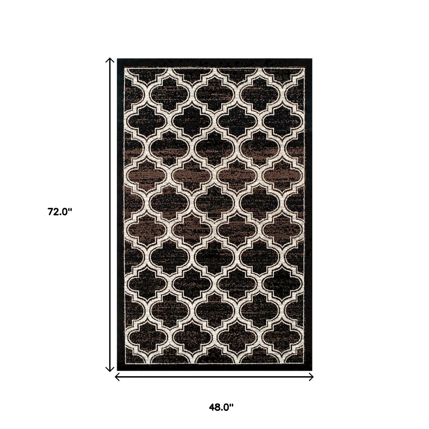 4' X 6' Black Geometric Stain Resistant Area Rug