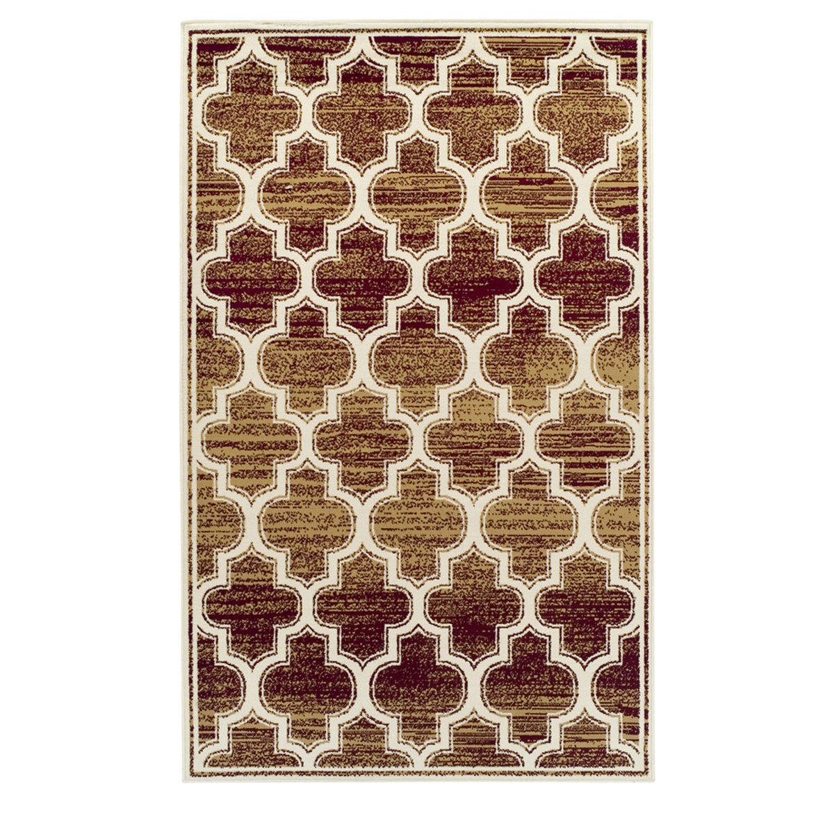 4' X 6' Brick And Gold Geometric Stain Resistant Area Rug