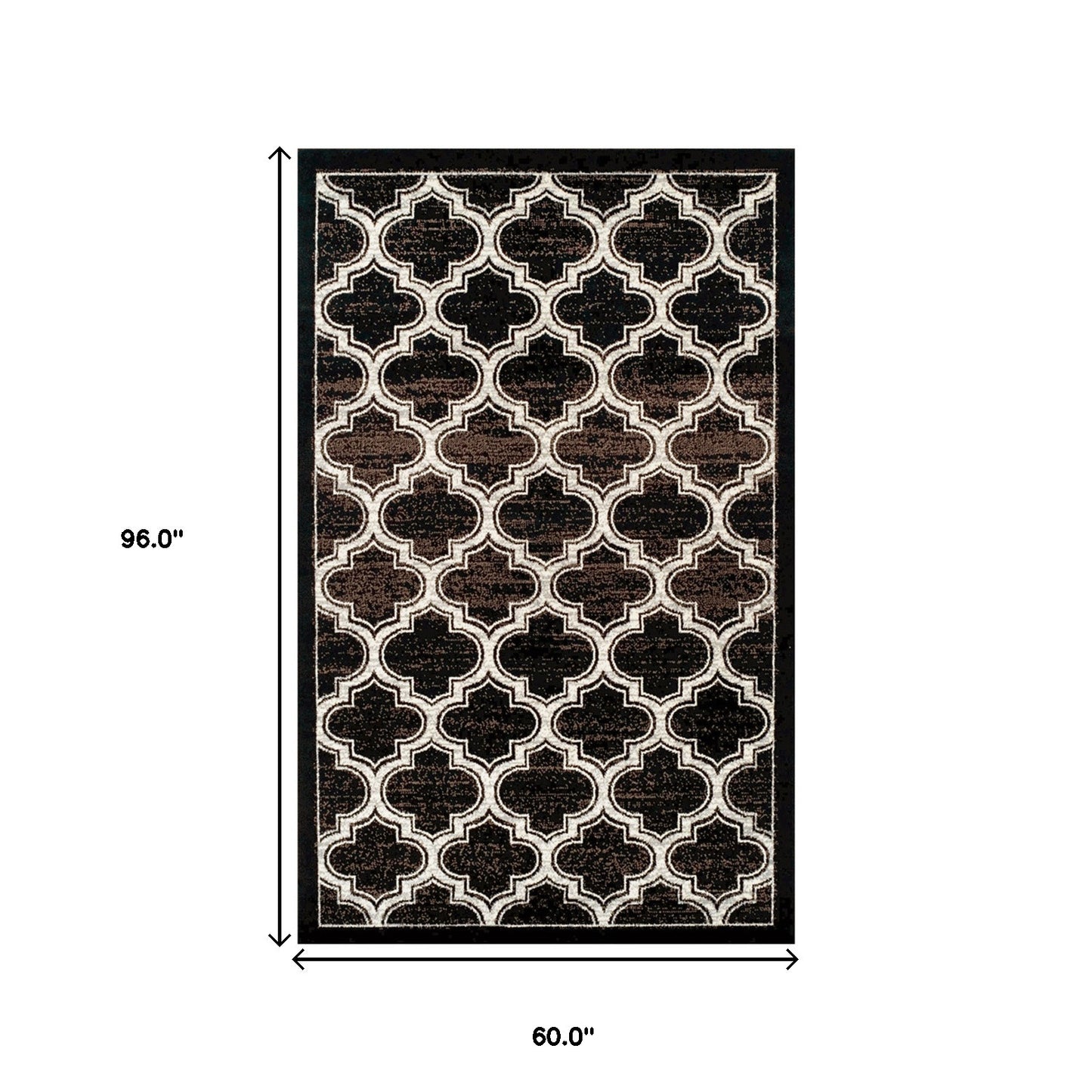 5' X 8' Black Geometric Stain Resistant Area Rug