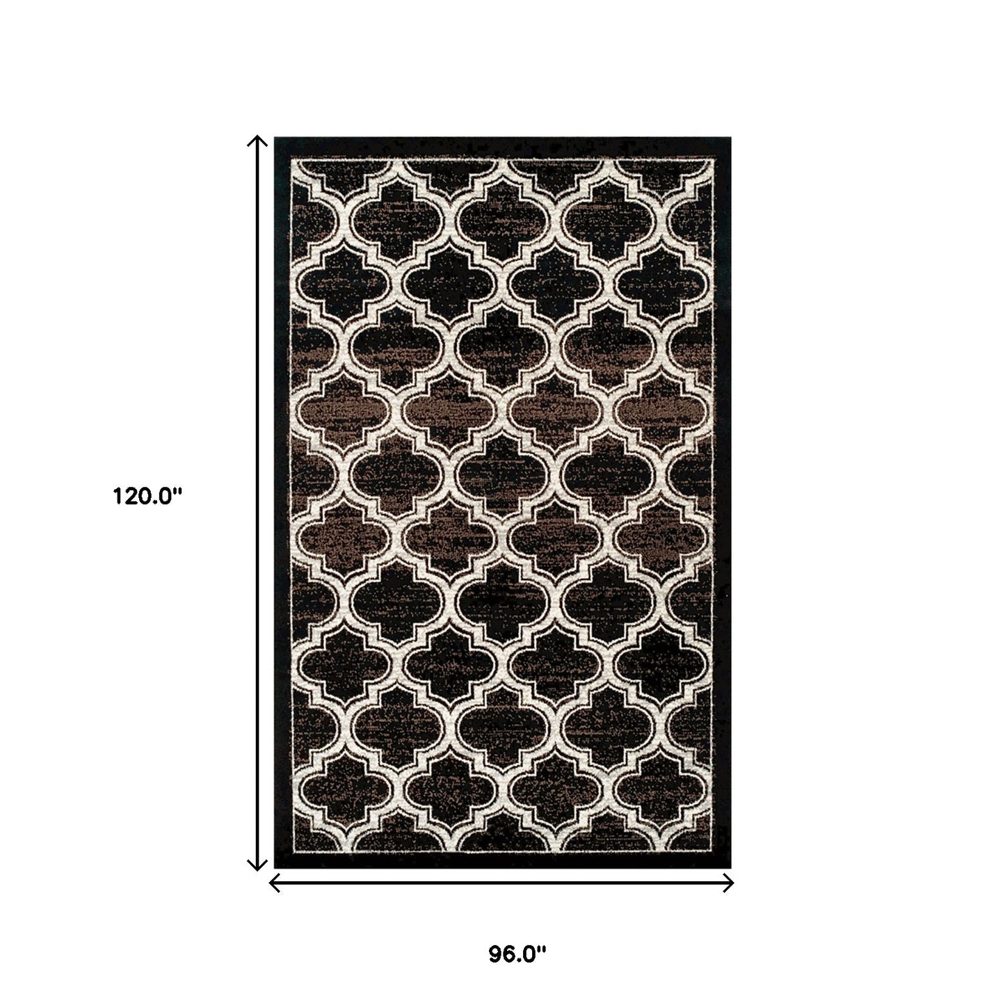 8' X 10' Black Geometric Stain Resistant Area Rug