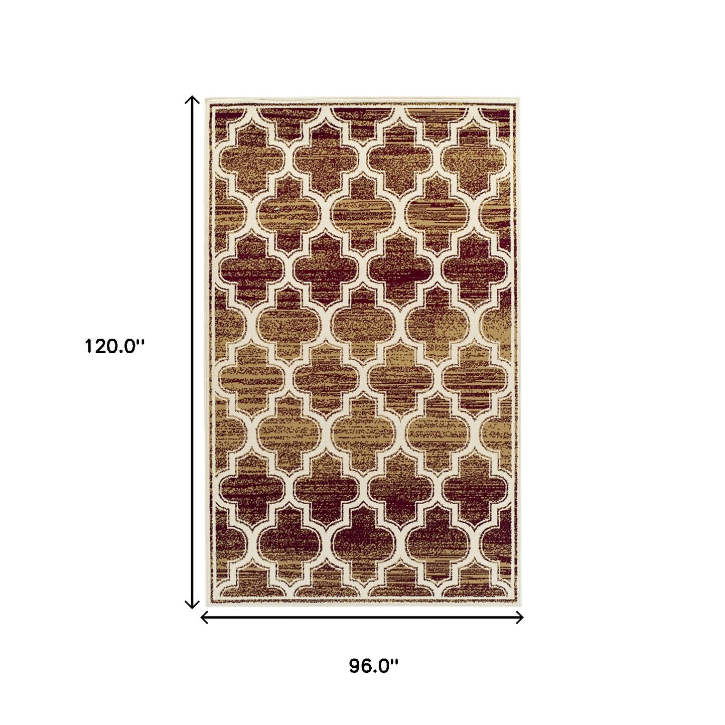 8' X 10' Brick And Gold Geometric Stain Resistant Area Rug