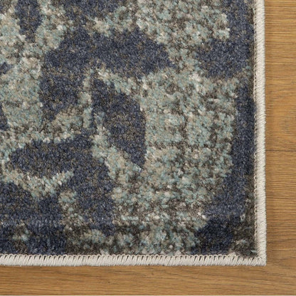 8' X 10' Teal And Ivory Damask Distressed Area Rug