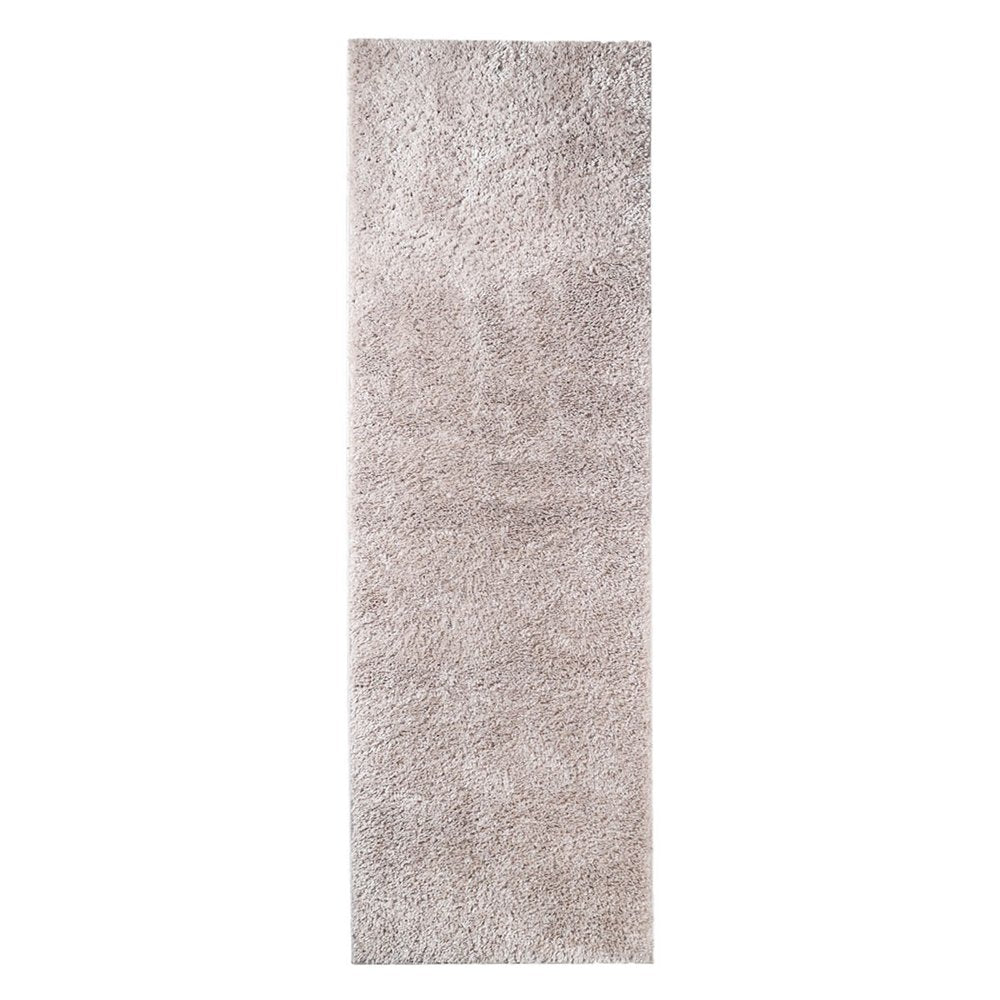 8' Beige Shag Handmade Runner Rug