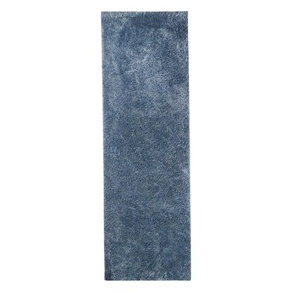 8' Blue Shag Handmade Runner Rug