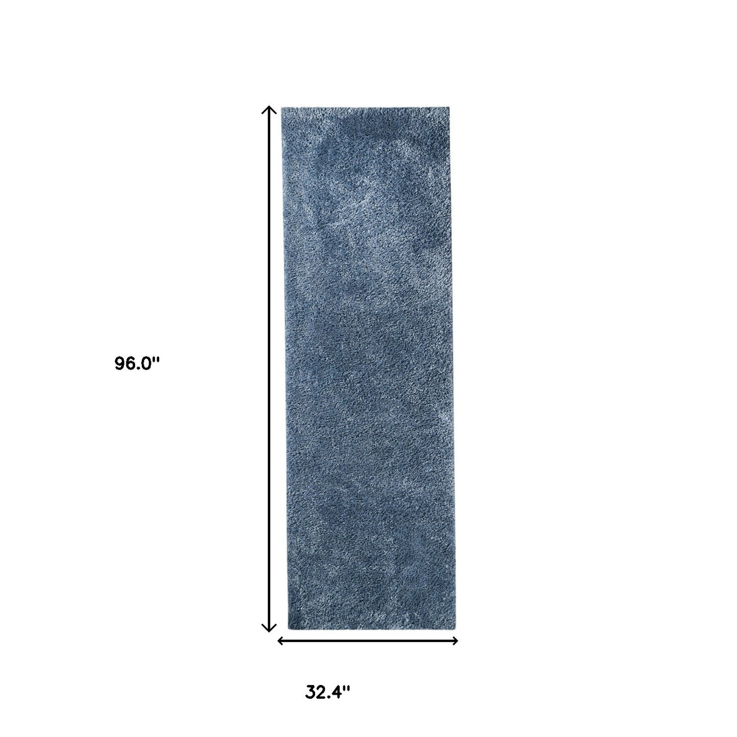 8' Blue Shag Stain Resistant Runner Rug