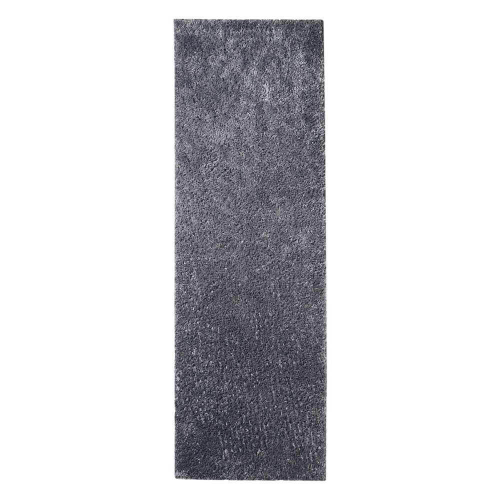 8' Gray Shag Distressed Runner Rug