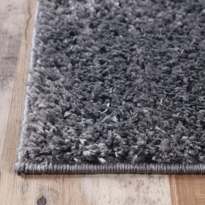 8' Gray Shag Distressed Runner Rug