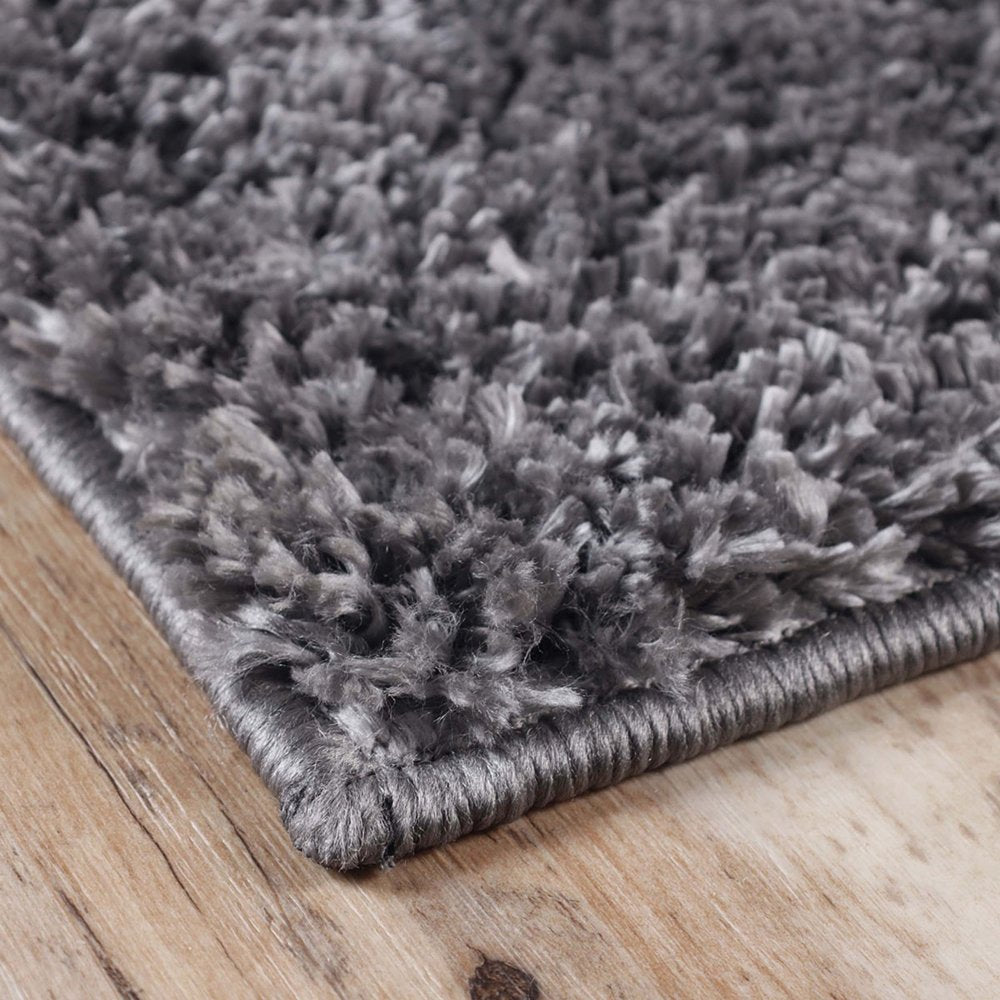 8' Gray Shag Distressed Runner Rug