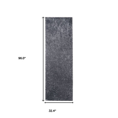 8' Gray Shag Distressed Runner Rug