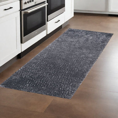 8' Gray Shag Distressed Runner Rug