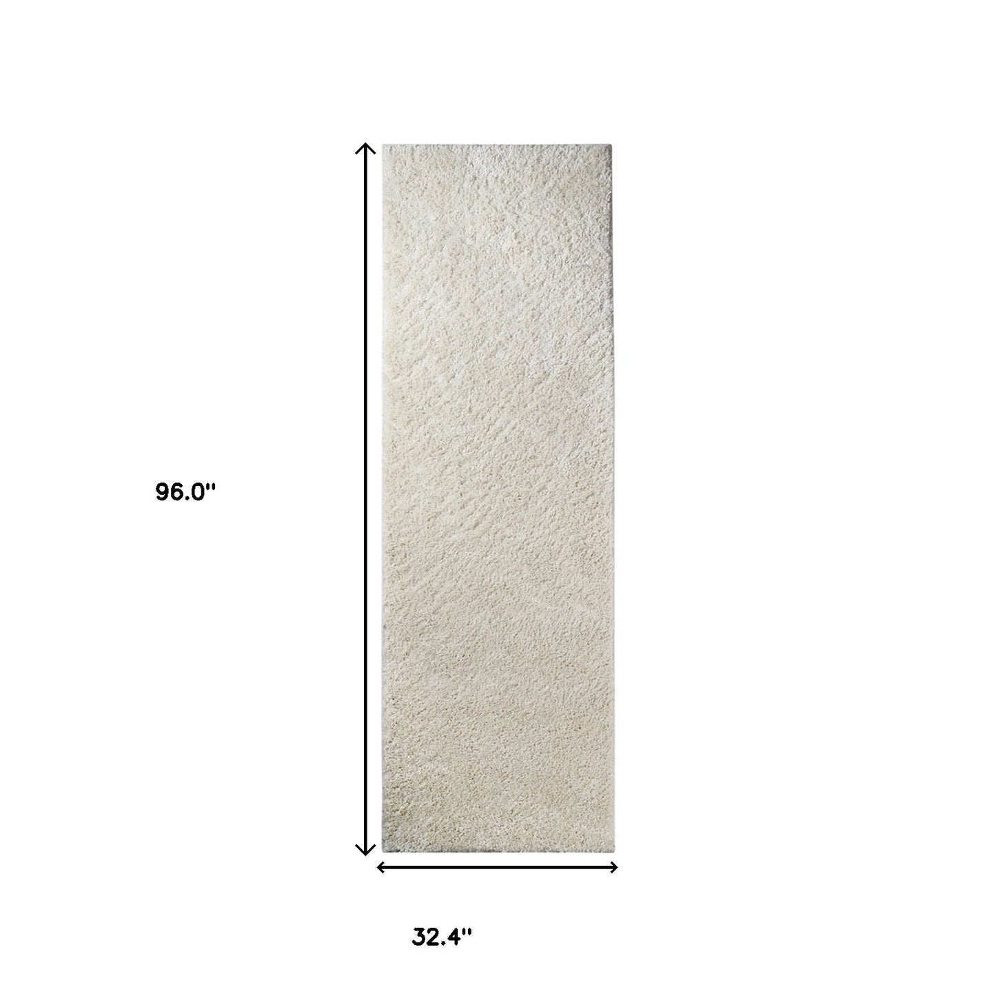 8' Ivory Shag Stain Resistant Runner Rug