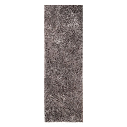 8' Taupe Shag Handmade Runner Rug