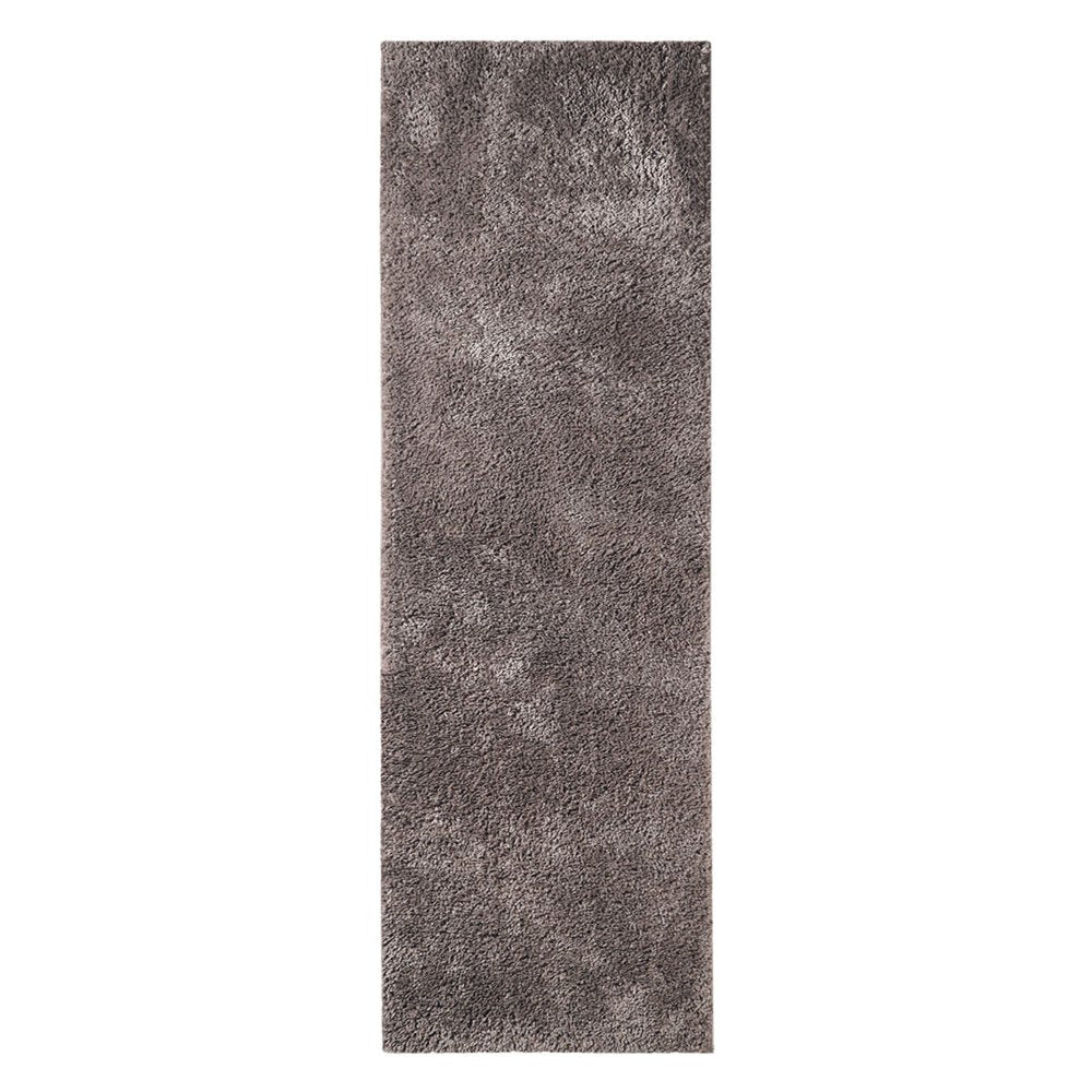 8' Taupe Shag Handmade Runner Rug