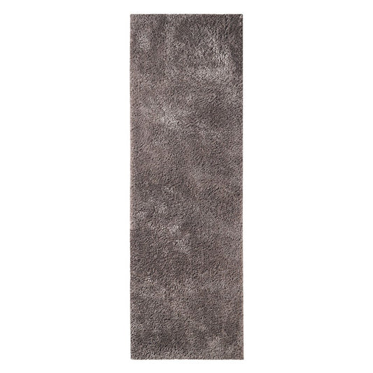 8' Taupe Shag Handmade Runner Rug
