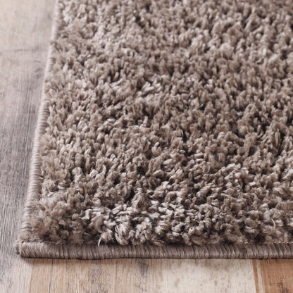 8' Taupe Shag Handmade Runner Rug