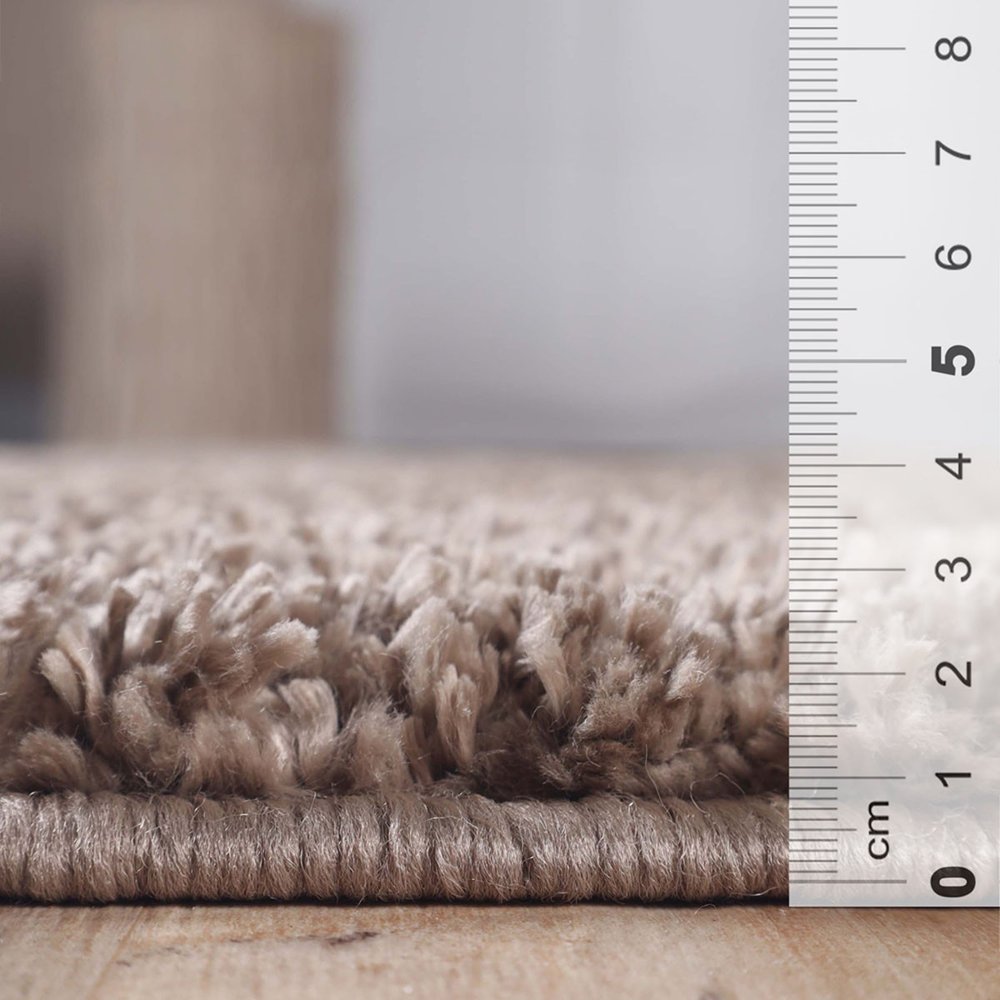 8' Taupe Shag Handmade Runner Rug