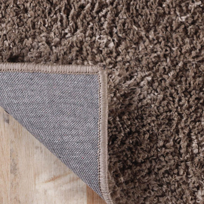 8' Taupe Shag Handmade Runner Rug