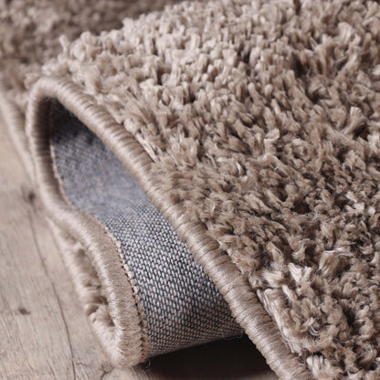 8' Taupe Shag Handmade Runner Rug