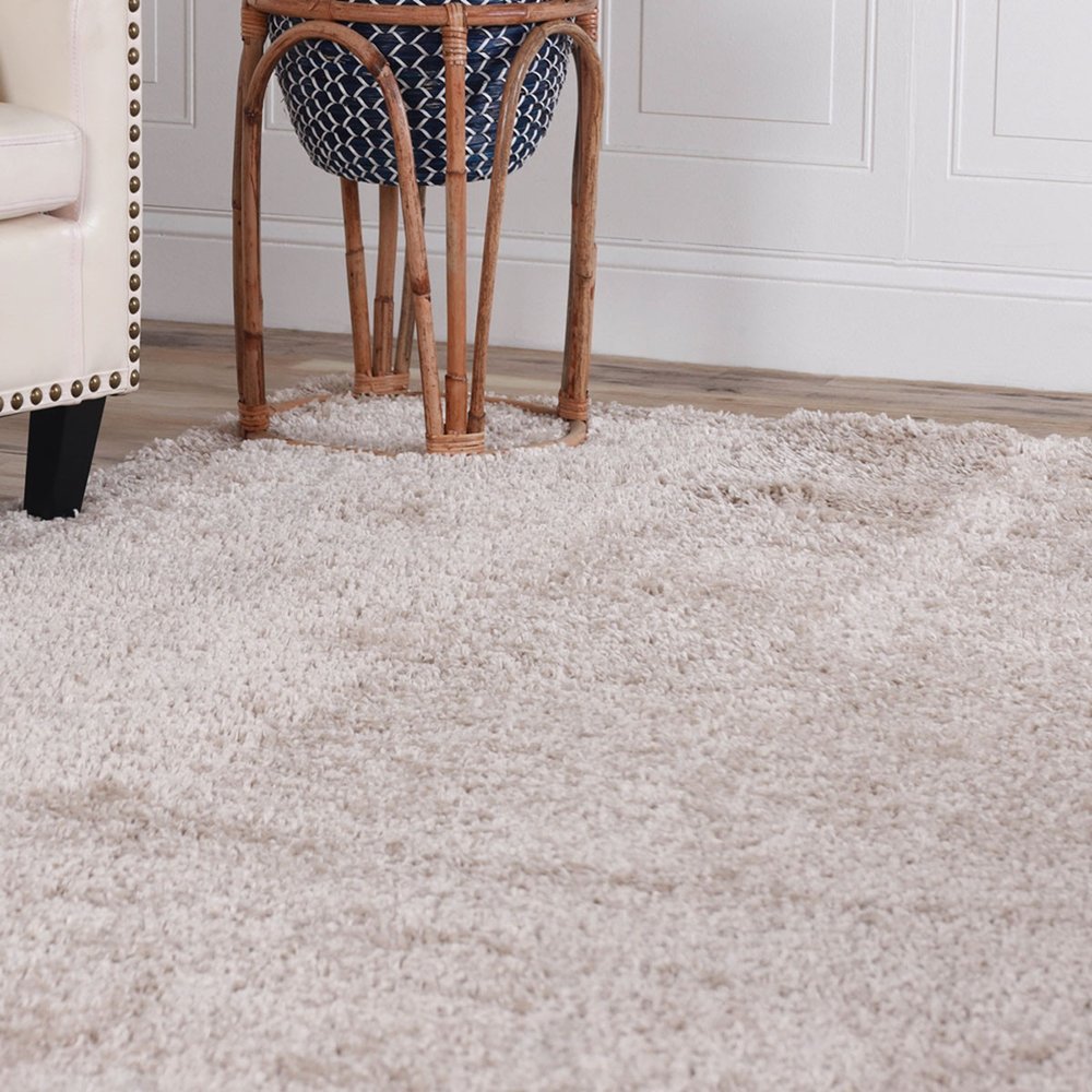 4' X 6' Beige Shag Handmade Area Rug