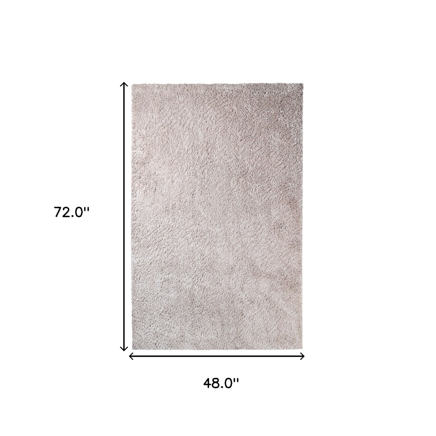 4' X 6' Beige Shag Stain Resistant Area Rug