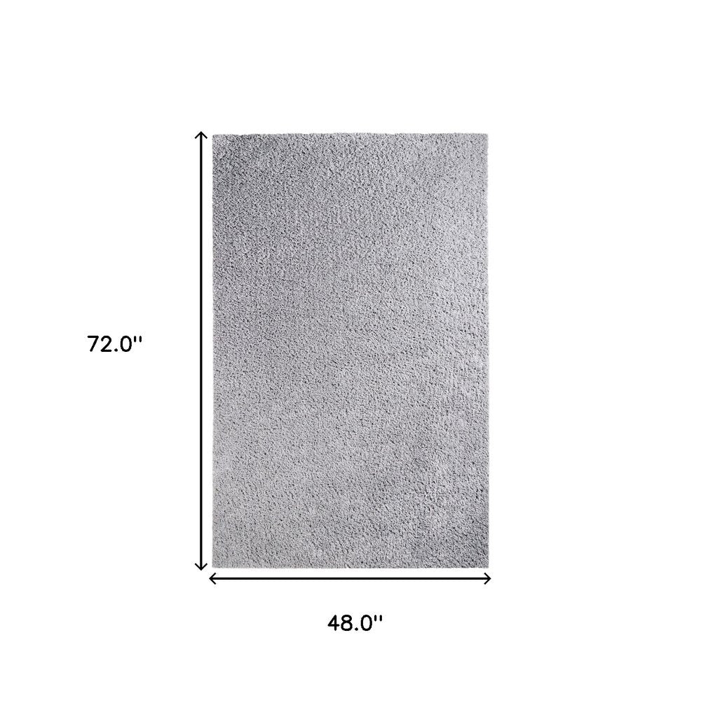 4' X 6' Silver Shag Handmade Area Rug