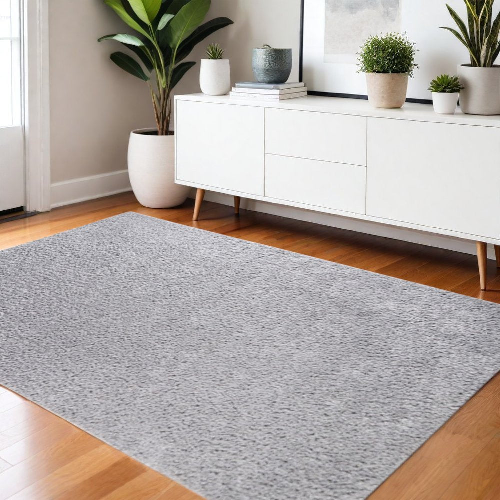 4' X 6' Silver Shag Handmade Area Rug