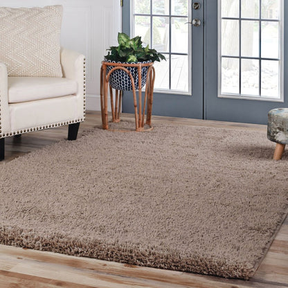 4' X 6' Taupe Shag Handmade Area Rug