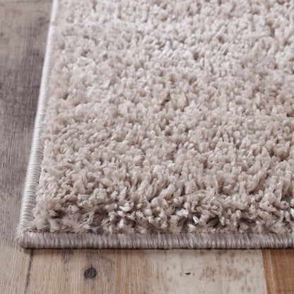 5' X 8' Beige Shag Handmade Area Rug